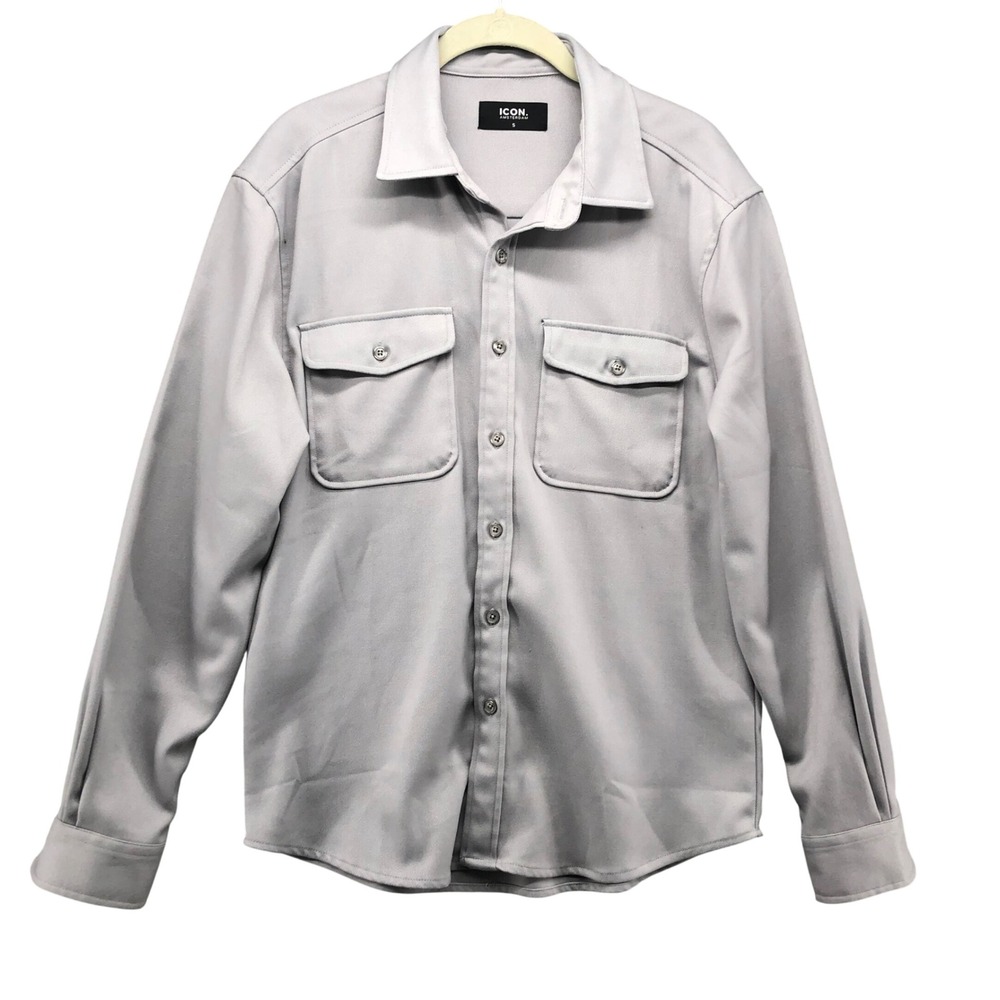 Icon Amsterdam Button Down Shirt Mens Small Gray Long Sleeve Twill Classic Basic